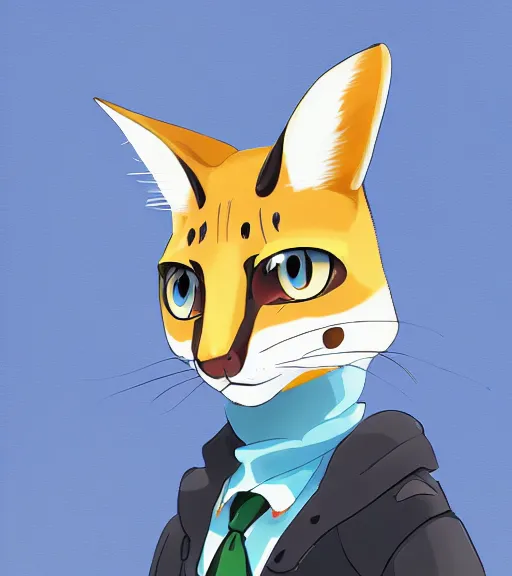 Image similar to serval from kemono friends, kemono furenzu, high quality, digital painting