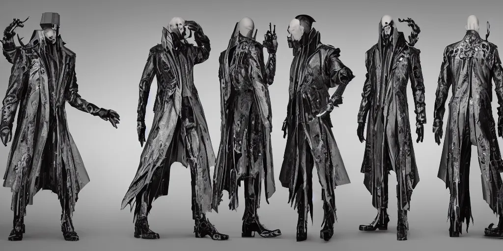 Image similar to nick cave as a cyberpunk priest, design sheet, 3 d scene, contrast, hot toys, kim jung gi, greg rutkowski, zabrocki, karlkka, jayison devadas, trending on artstation, 8 k, ultra wide angle, pincushion lens effect