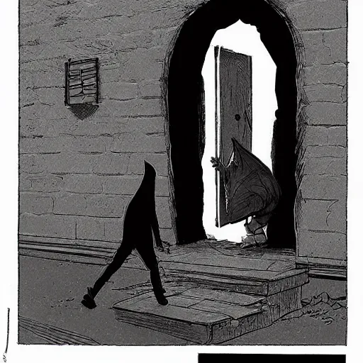 Prompt: a man in a black hoodie coming back to his house through a portal, vintage comic, greg rutkowski