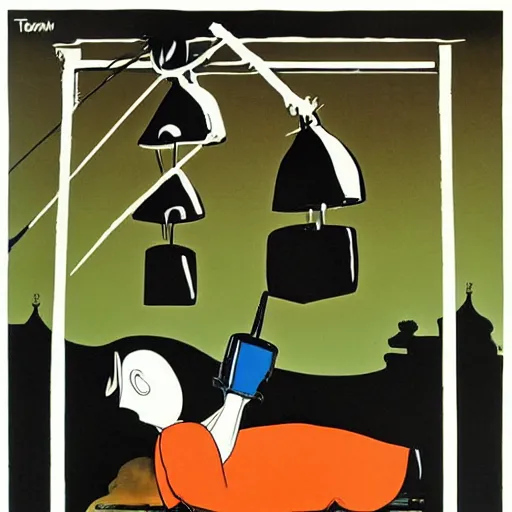 Image similar to don't gunk the monk by tomi ungerer 1 9 7 5, poster, art