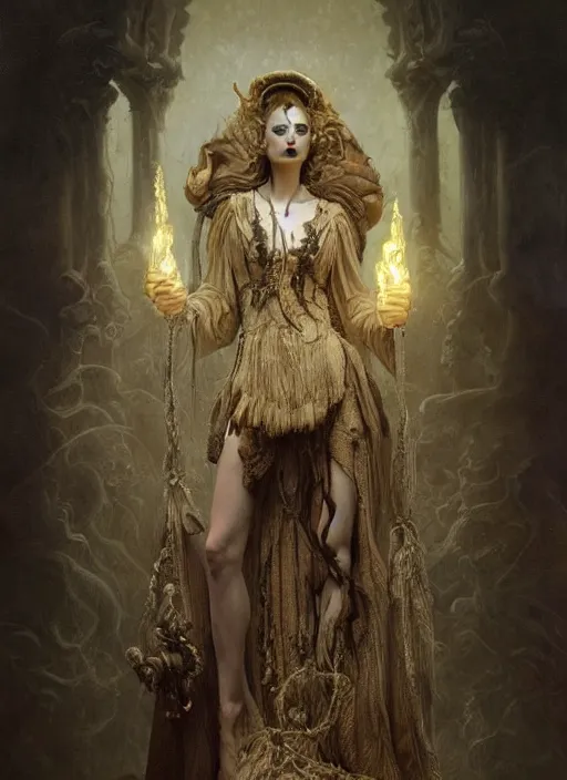 Prompt: highly detailed oil painting | very intricate | cinematic lighting | award - winning | witch pythoness fashion by alexander mcqueen | by roberto ferri, by tom bagshaw, by j. c. leyendecker and klimt, american romanticism, by austin osman spare, artstation, cgsociety, official art, octane