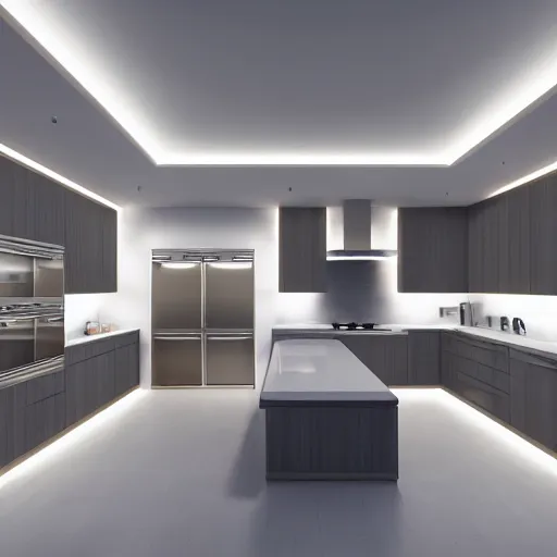 Image similar to kitchen with led strip lighting, realistic, wide shot, octane render, house and home, home and garden, hyper realistic, high quality, highly detailed, hd, beautiful, cinematic, 8 k, unreal engine,