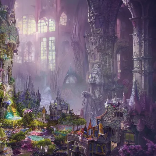Prompt: inside an ethereal fairy city, highly detailed, 4k, HDR, award-winning, octane render, artstation