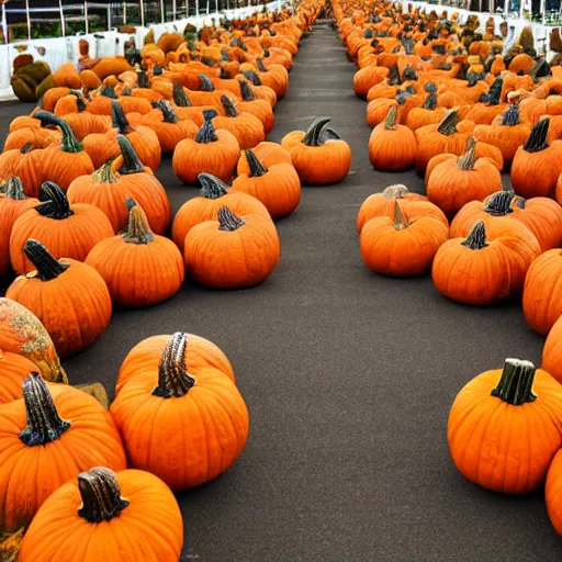 Image similar to award winning pumpkins, photography, ag fair, symmetrical, huge