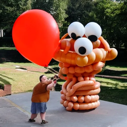 Image similar to a balloon animal made of sausages