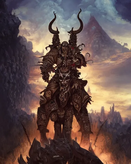 Image similar to warlord with camel head, on skull throne, magic the gathering artwork, D&D, fantasy, cinematic lighting, centered, symmetrical, highly detailed, digital painting, artstation, concept art, smooth, sharp focus, illustration, volumetric lighting, epic Composition, 8k, art by Akihiko Yoshida and Greg Rutkowski and Craig Mullins, heroic pose, oil painting, cgsociety, Battlefield background, explosions, arrows