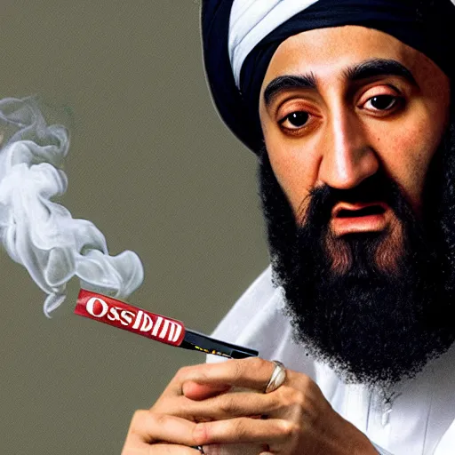 Image similar to 8 k uhd footage osama bin laden smoke marlboro, uhd details