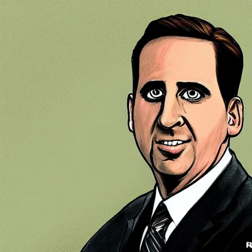 Prompt: bad police sketch of michael scott