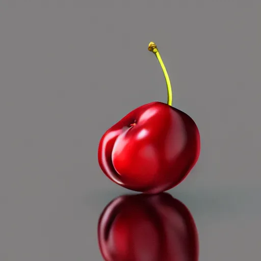 Prompt: Artstation digital art render three cherries together on a table