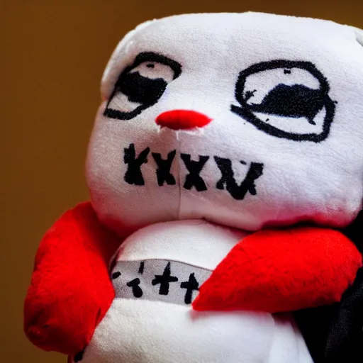 Image similar to a cute fumo plush of a war criminal on trial at the hague