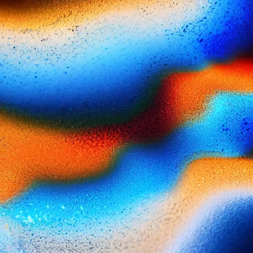 Image similar to wave of water particles, blue, orange, and brown colors, curl noise, vortex, simulation, featured on behance, generative art, uhd image, fractalism, painterly, refik anadol, media art, media facde, motion graphic, particles, fluids, 3 d, rendering, octane, c 4 d