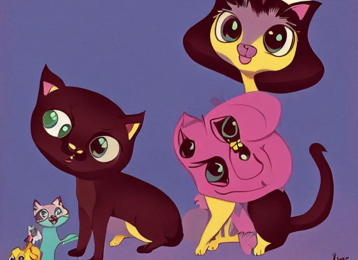 Prompt: littlest pet shop cat illustration by harold von schmidt