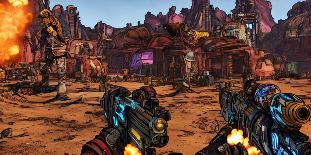 Image similar to screenshot from the game borderlands 3, highly detailed