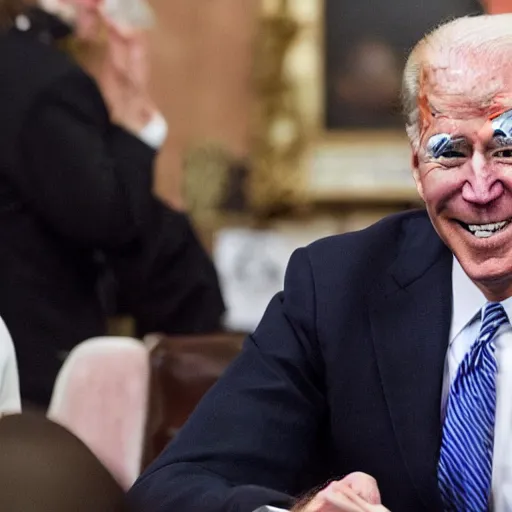 Image similar to joe biden making the creepiest face