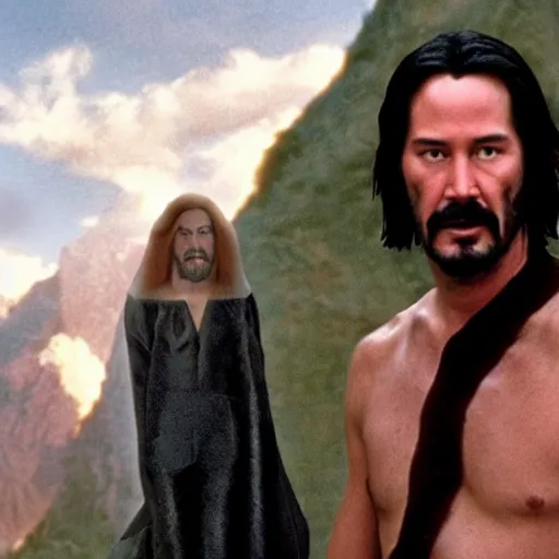 Image similar to keanu reeves being zardoz from the movie cinematic 8 k digital photograph uhd hdr