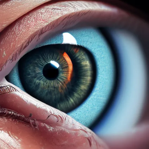 Image similar to hyperrealisim detailed human eye within a human eye, hyperrealistic, ray tracing, octane render, super deatailed, 4 k hd