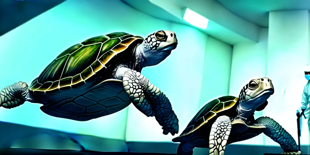 Image similar to surgeon operating on a turtle, science fiction industrial hard science concept art, 8K render octane high definition cgsociety, illustration, unreal engine