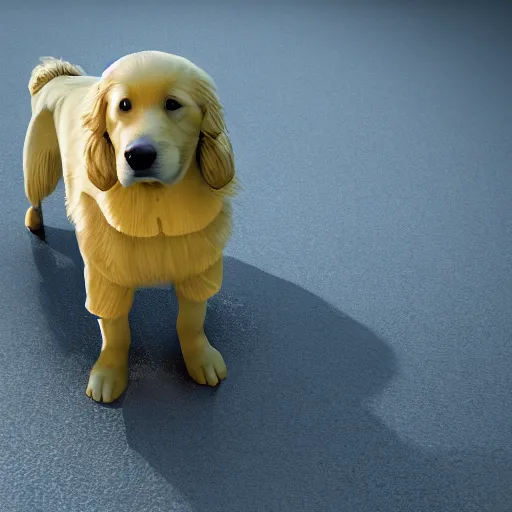 Image similar to golden retriever in hazmat suit, 8 k, cinematic, ultra realistic