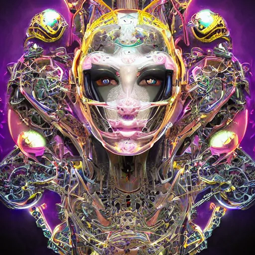 Prompt: an extremely beautiful biomechanical fame looking robot with large emoji tattoos, neon jacuzzi, extremely beautiful, chimeric organism, holodeck, pale skin, organic polycarbon, full frontal, portrait, highly detailed, transhumanist hydration, symmetrical, mechanical, anatomical, mendelbrot fractal, ray tracing, hyperdetailed, hyperrealistic, trending on artstation, oppai cyberpunk, octane render, hdr, uhd 4k