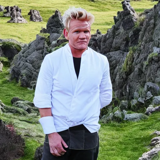 Prompt: gordon ramsay as hobbit in the shire