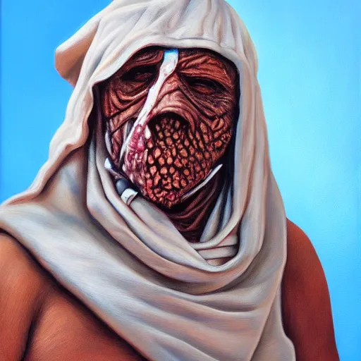 Image similar to leper messiah. by douglas alvarenga, hyperrealistic photorealism acrylic on canvas