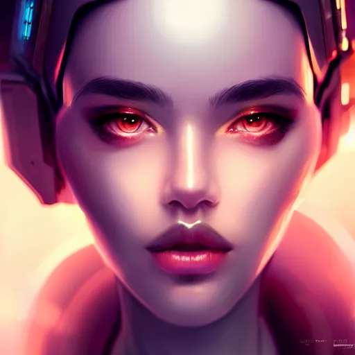 Image similar to portrait of beautiful girl with robot body by artgerm, close up, portrait, cinematic, elegant, artstation, intricate, highly detailed, digital painting, artstation, concept art, sharp focus, illustration, cyberpunk, cgsociety, 8 k