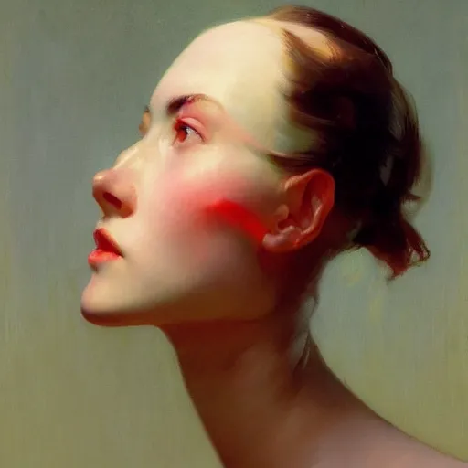 Image similar to yanjun cheng portrait of a beautiful android by norman rockwell, bouguereau