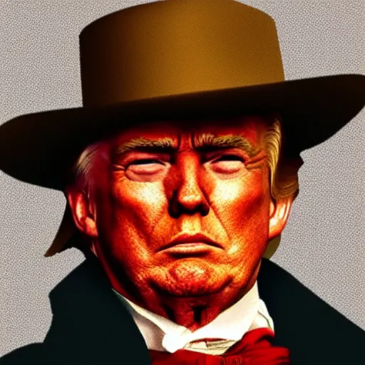 Prompt: an 1 8 0 0 s photo of donald trump playing the role of clint eastwood, squinting at high noon, in the style of a clint eastwood movie, the good, the bad and the ugly, clint eastwood, vibe, donald trump, glory days, justice, american flag, patriotism, apple pie, black and white, artgerm