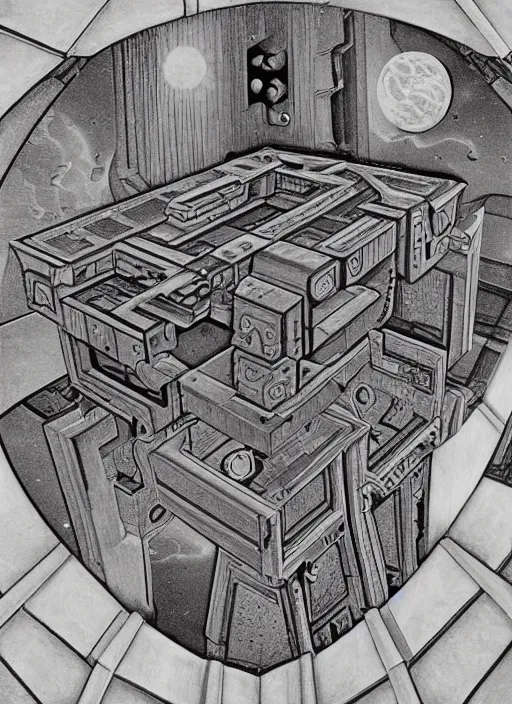 Image similar to portal in space, mc escher art