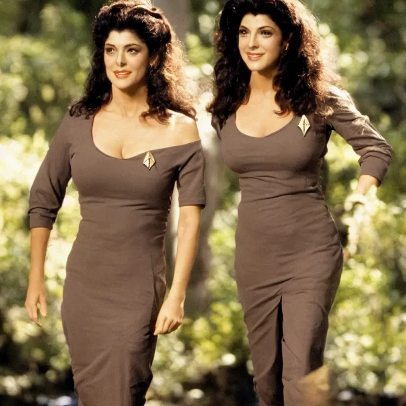 Image similar to 2 5 year old deanna troi from the first season of star trek the next generation, single person