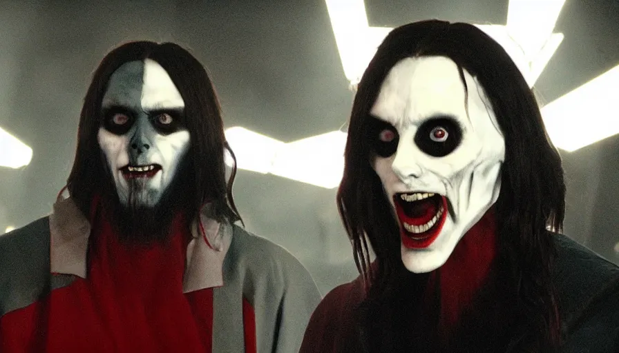 Image similar to Morbius played by Jared Leto, cinematic lighting, cinematography, film still