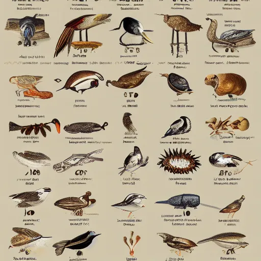 Image similar to an illustrated field guide to different electric toasters showing examples of males and females of each species, biological illustrations, art by john james audubon robert stebbins and terryl whitlatch and david sibley and charles darwin, highly detailed, intricately detailed, 8 k, trending on artstation