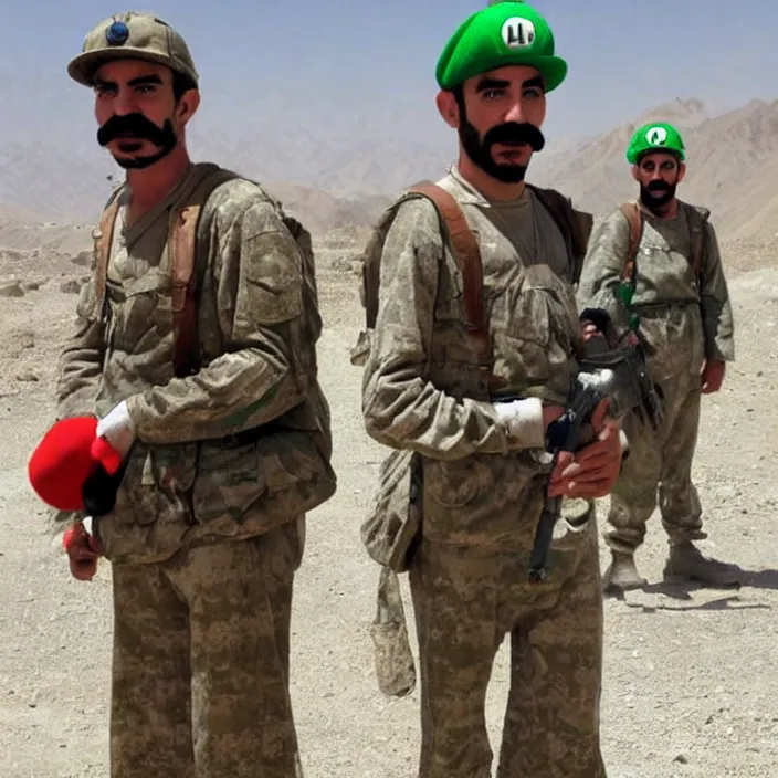 Image similar to mario and luigi in afghanistan