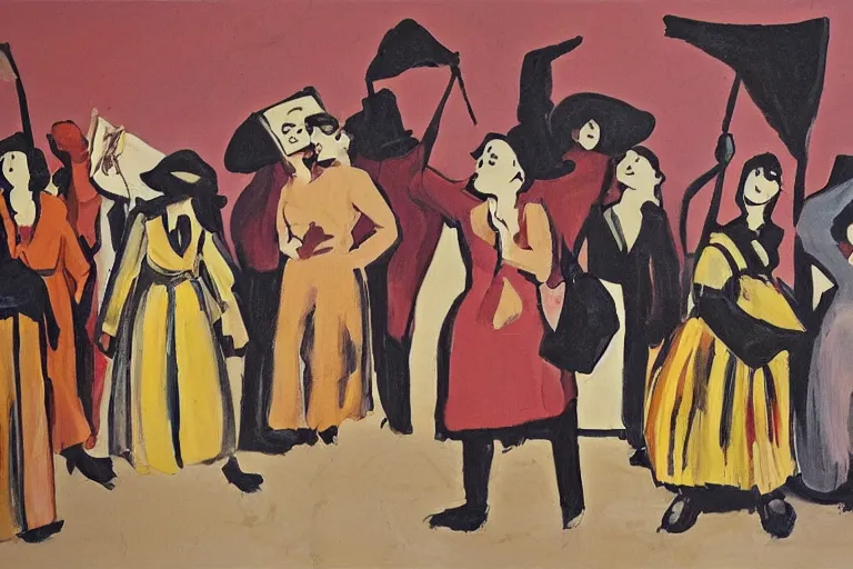 Image similar to woman movement, lisbon city at night, art in the style of paula rego