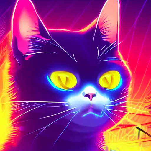 Image similar to a beautiful ultradetailed anime cat, portrait, vaporwave, synthwave, neon, vector graphics, cinematic, volumetric lighting, f 8 aperture, cinematic eastman 5 3 8 4 film, photorealistic, anime art wallpaper 4 k