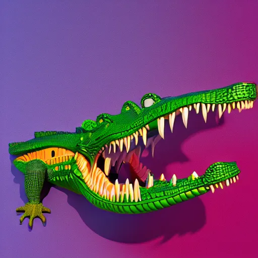 Image similar to cyborg crocodile but minimalistic concept art by frank stella, colorful, vray, octane render, depth of field, trending on artstation, minimalism