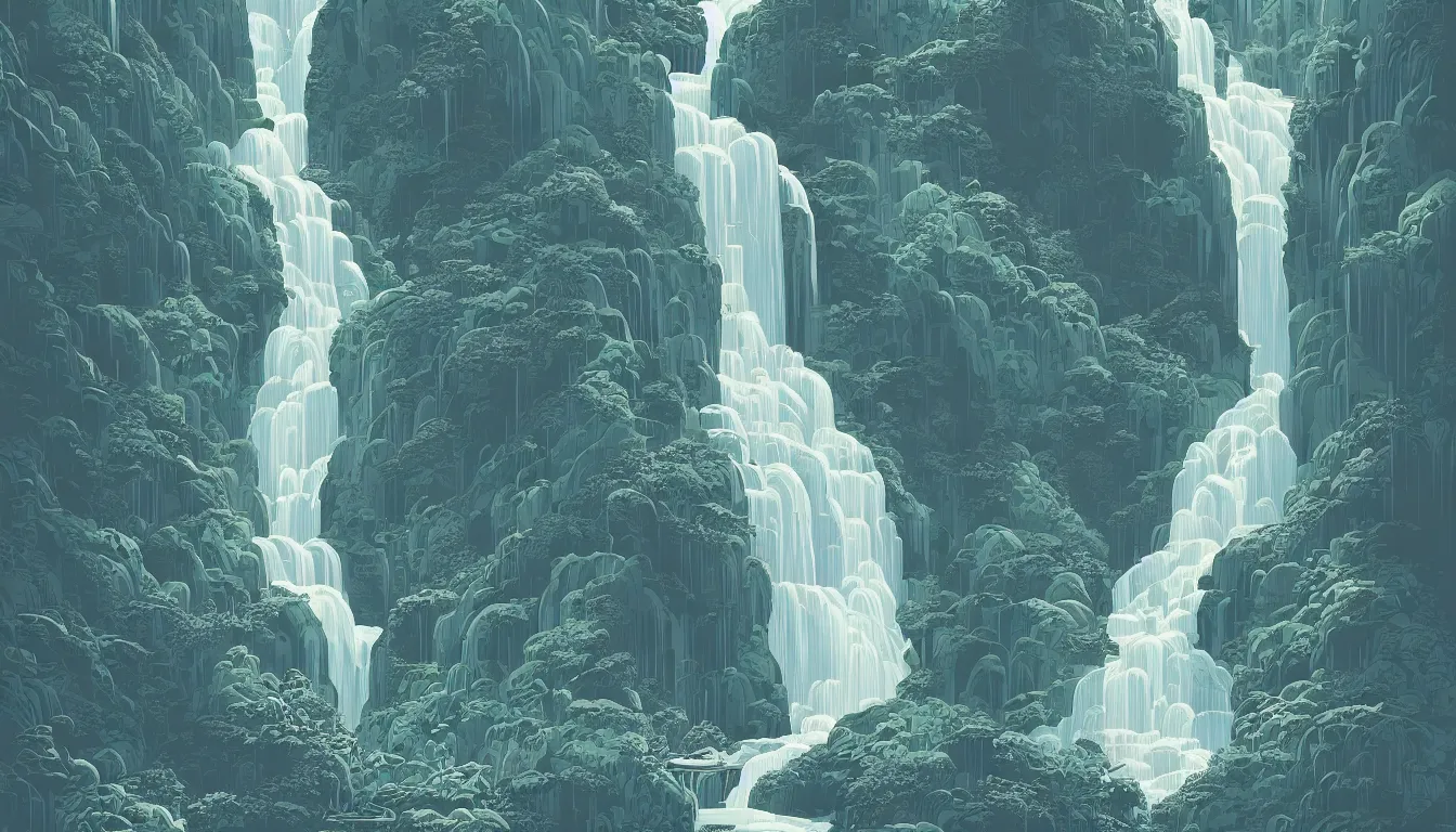 Prompt: waterfall by Kilian Eng, minimalist, detailed