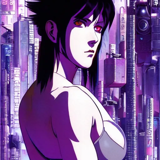 Image similar to Ghost in the Shell, GitS, perfect face, Major Motoko Kusanagi, style by Masamune Shirow