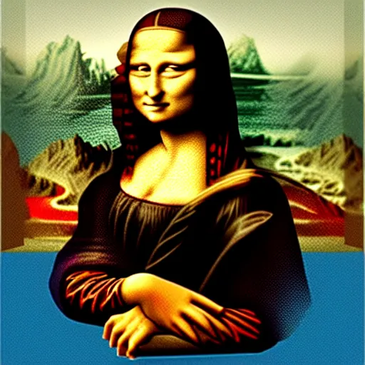 Prompt: mona lisa as a minecraft character