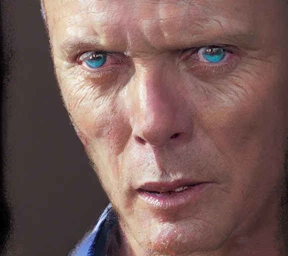 Prompt: a hyper-detailed portrait of ANthony Stewart Head by Craig Mullins; oil on canvas; trending on artstation; 90mm; f/1.4
