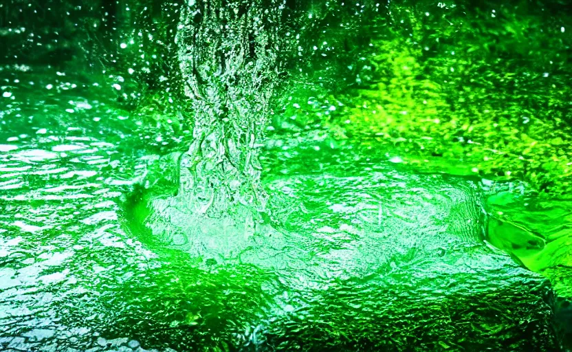 Image similar to beautiful green liquid, green oozing pool pit, cinematic lighting, various refining methods, micro macro autofocus, ultra definition, award winning photo