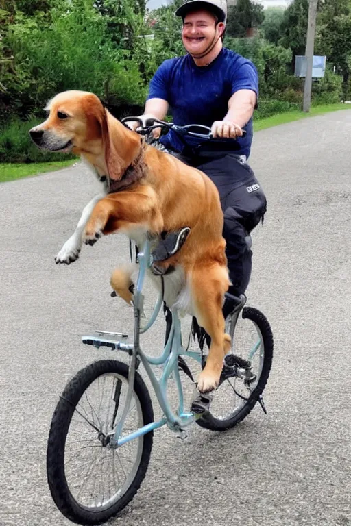 Prompt: dog riding a bike