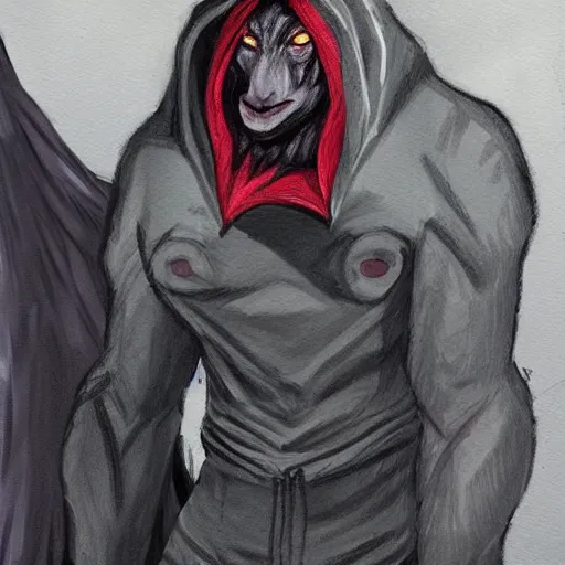 Prompt: A demonic goat man wearing a hood, art by Trevor Henderson