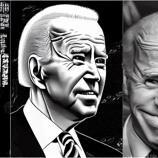 Prompt: Joe Biden manga junji ito