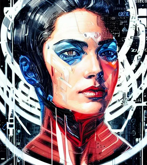 Image similar to portrait of an android, by DC comics and Sandra Chevrier