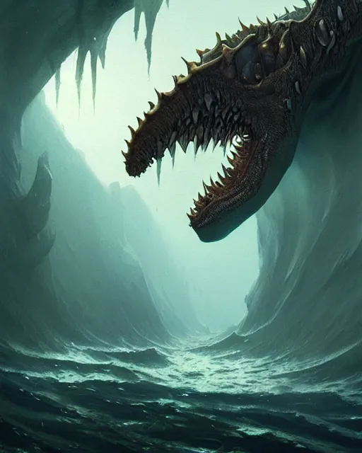 Image similar to anthropomorphic sea monster | | terrifying, realistic shaded, fine details, realistic shaded lighting poster by greg rutkowski, diego gisbert llorens, magali villeneuve, artgerm, jeremy lipkin and rob rey