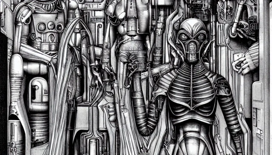 Prompt: mos eisley designed by hr giger
