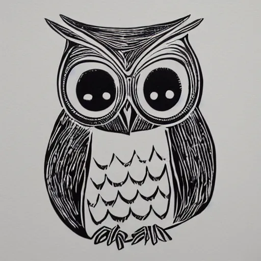 Image similar to linocut owl,