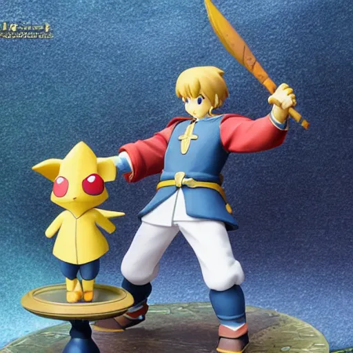 Image similar to ni no kuni pvc figure standing in a diorama, very cute picture