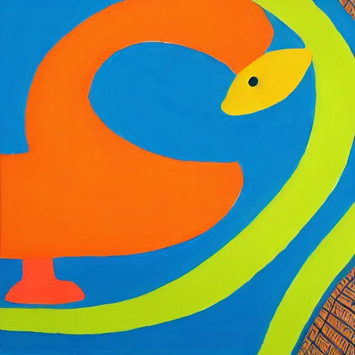 Image similar to rubber duck painting in the style of frank stella